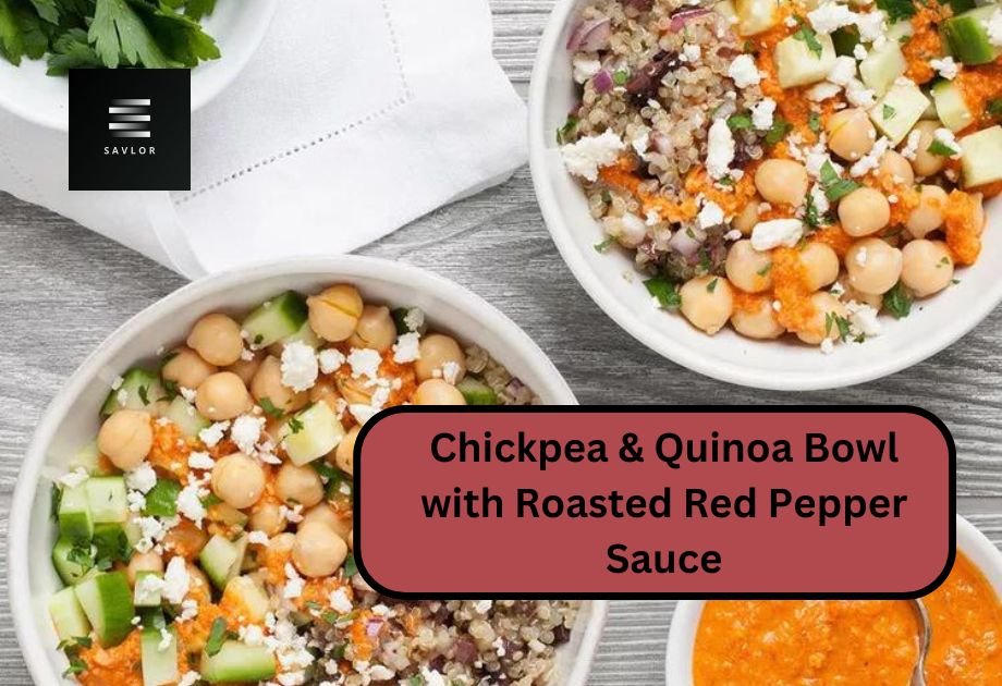 Chickpea & Quinoa Bowl with Roasted Red Pepper Sauce